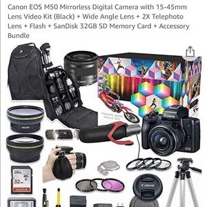 Canon EOS M50 Mirrorless Digital Camera bundle with additional accessories